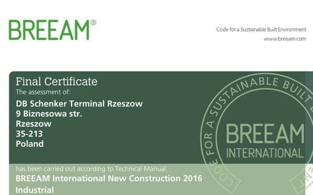 Szósty terminal DB Schenker w Polsce z certyfikatem BREEAM