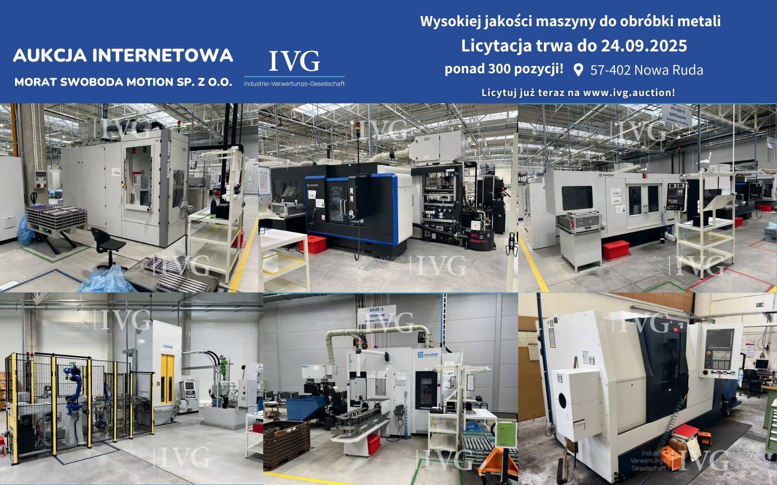IVG licytuje park maszynowy firmy Morat Swoboda Motion - wysokiej klasy technologia z produkcji kół zębatych