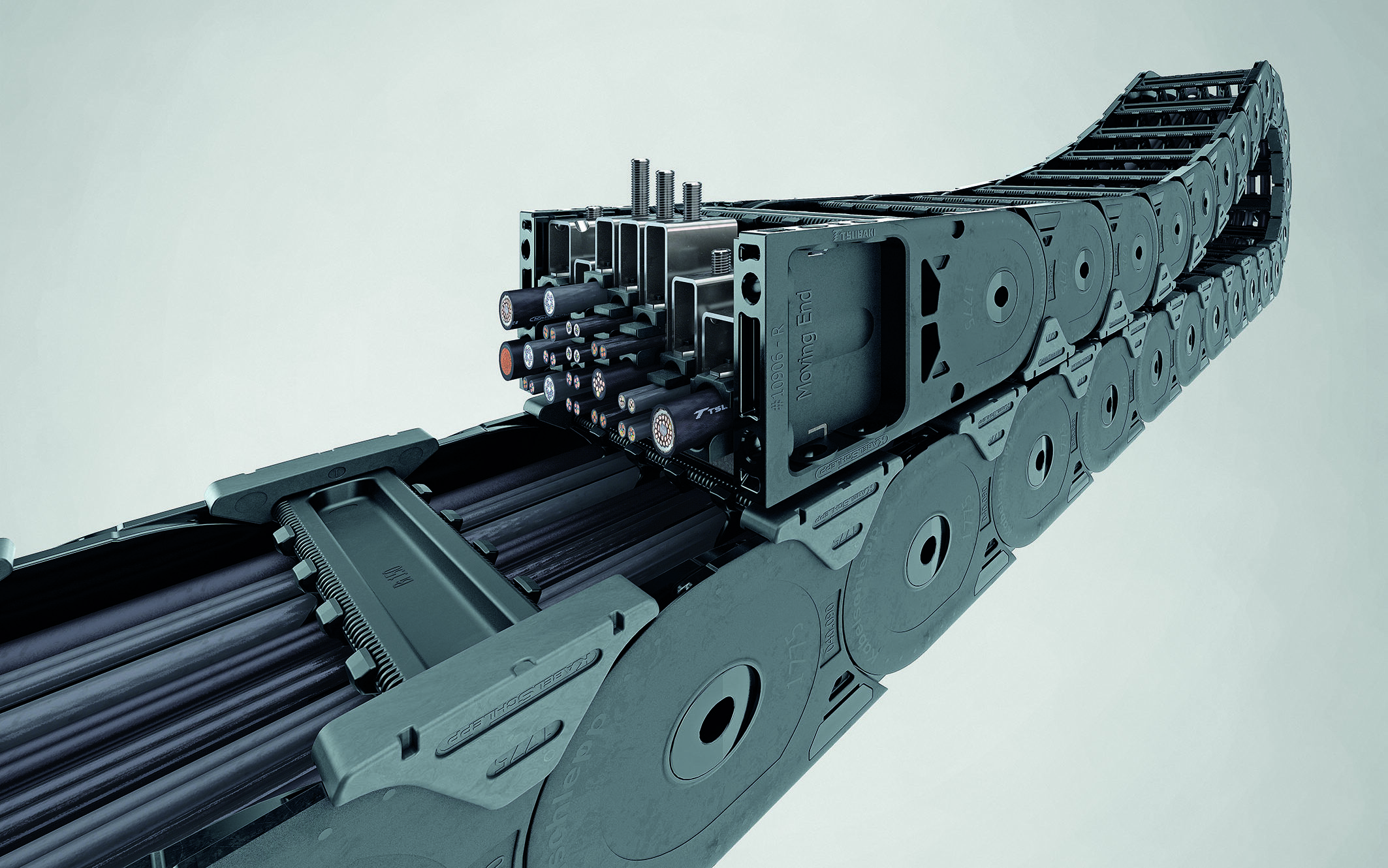 Prowadniki kablowe z modułowego systemu UNIFLEX Advanced firmy TSUBAKI KABELSCHLEPP